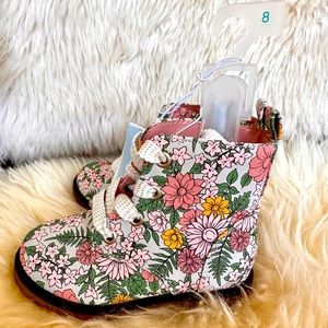 NWT Cat & Jack Floral Zip Boots size 8
